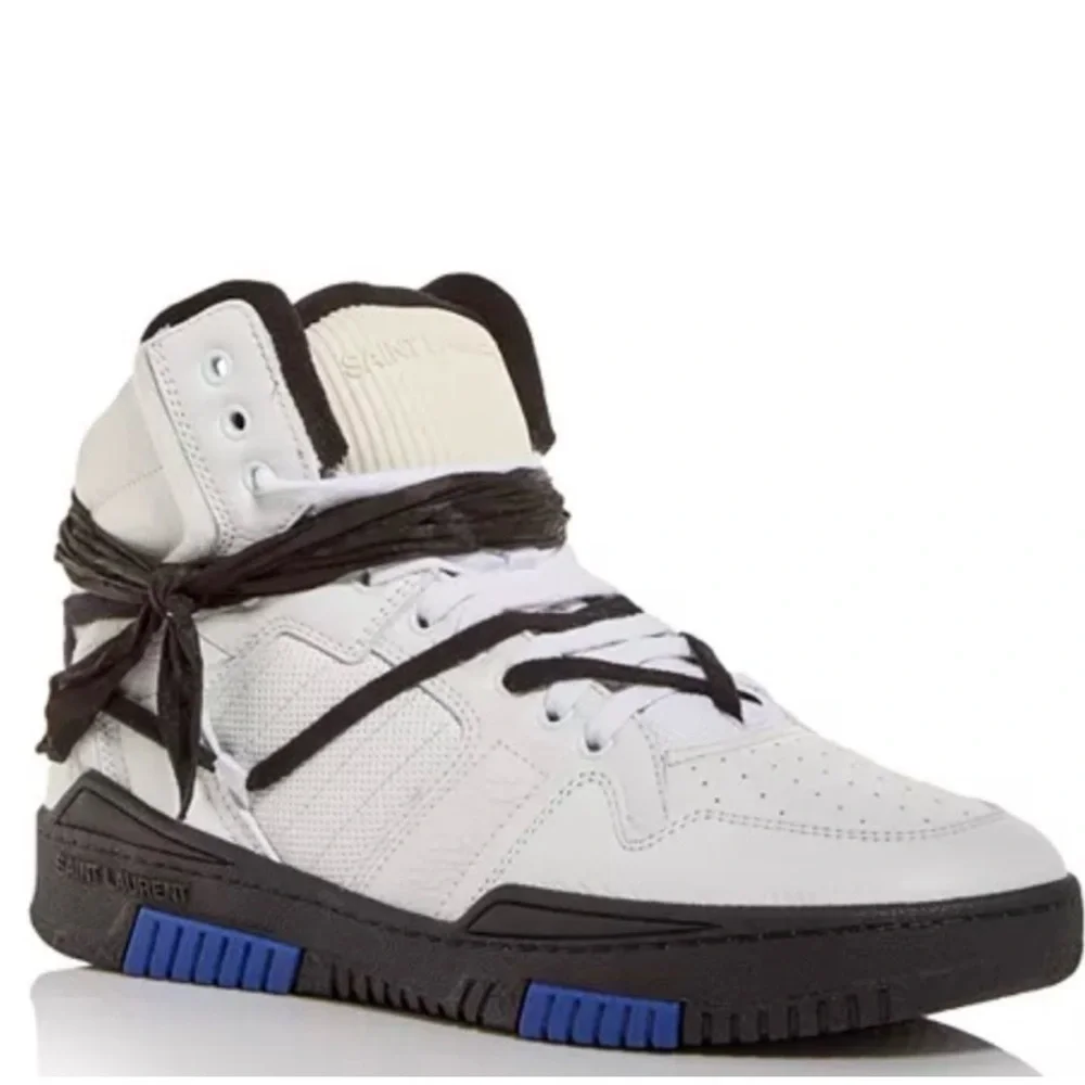 New Saint Laurent Cure 05 Mid Top Leather Sneakers Size 37 - Picture 3 of 5